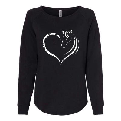 Horse Head Inside Heart Women Ladies Girls Teens Gift Womens California Wash Sweatshirt