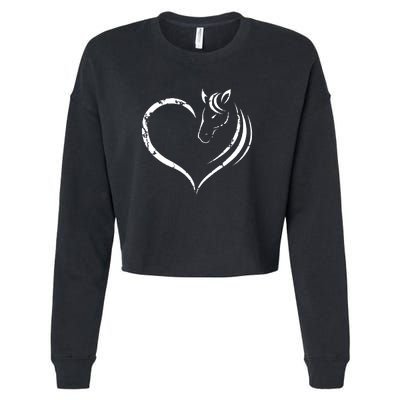 Horse Head Inside Heart Women Ladies Girls Teens Gift Cropped Pullover Crew