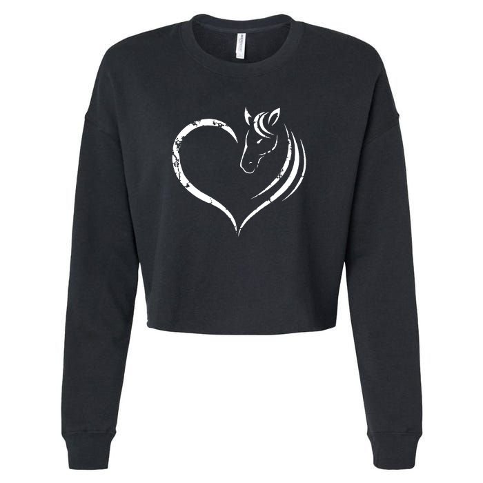 Horse Head Inside Heart Women Ladies Girls Teens Gift Cropped Pullover Crew