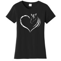 Horse Head Inside Heart Women Ladies Girls Teens Gift Women's T-Shirt