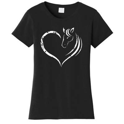 Horse Head Inside Heart Women Ladies Girls Teens Gift Women's T-Shirt