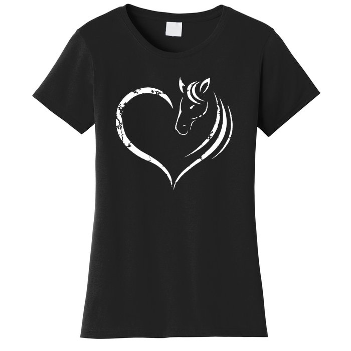 Horse Head Inside Heart Women Ladies Girls Teens Gift Women's T-Shirt