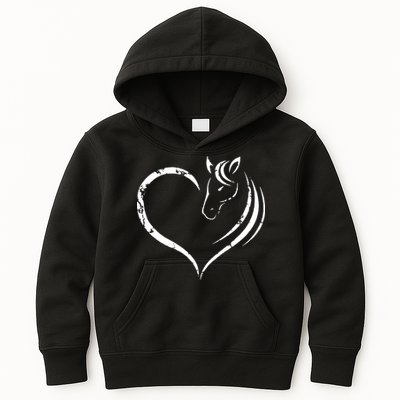 Horse Head Inside Heart Women Ladies Girls Teens Gift Kids Hoodie