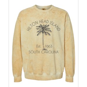 Hilton Head Island Beach Design Palm Tree Illustration Colorblast Crewneck Sweatshirt