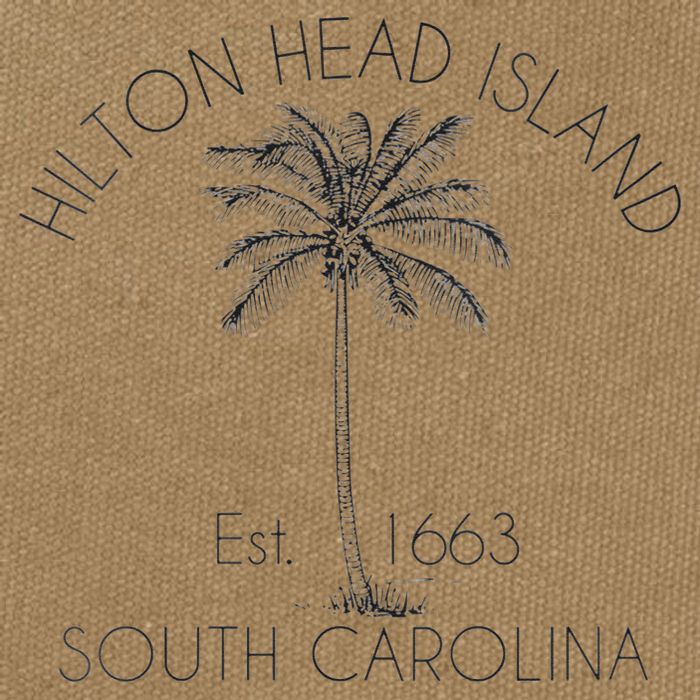Hilton Head Island Beach Design Palm Tree Illustration Cotton Canvas Backpack