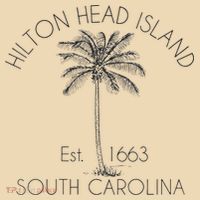 Hilton Head Island Beach Design Palm Tree Illustration Drawstring Bag
