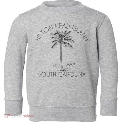 Hilton Head Island Beach Design Palm Tree Illustration Toddler Sweatshirt