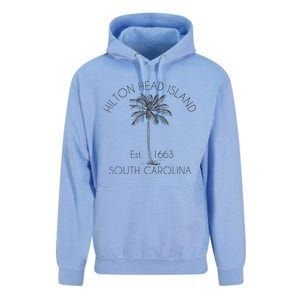 Hilton Head Island Beach Design Palm Tree Illustration Unisex Surf Hoodie