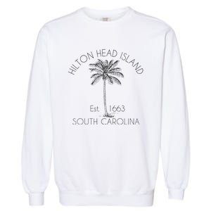 Hilton Head Island Beach Design Palm Tree Illustration Garment-Dyed Sweatshirt