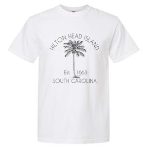 Hilton Head Island Beach Design Palm Tree Illustration Garment-Dyed Heavyweight T-Shirt