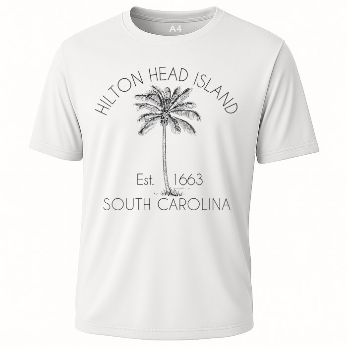 Hilton Head Island Beach Design Palm Tree Illustration Cooling Performance Crew T-Shirt