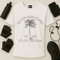 Hilton Head Island Beach Design Palm Tree Illustration Cooling Performance Crew T-Shirt