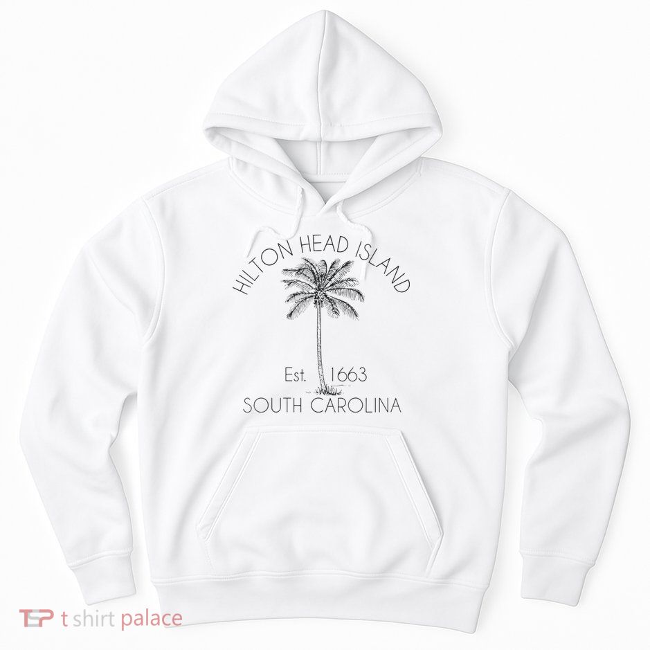 Hilton Head Island Beach Design Palm Tree Illustration Hoodie