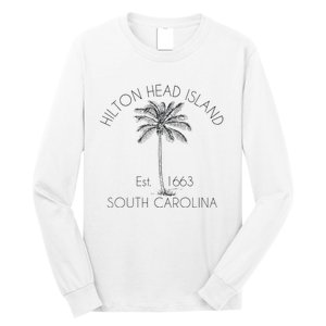 Hilton Head Island Beach Design Palm Tree Illustration Long Sleeve Shirt