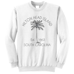 Hilton Head Island Beach Design Palm Tree Illustration Sweatshirt