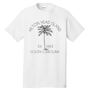 Hilton Head Island Beach Design Palm Tree Illustration Tall T-Shirt