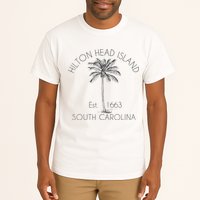 Hilton Head Island Beach Design Palm Tree Illustration Tall T-Shirt