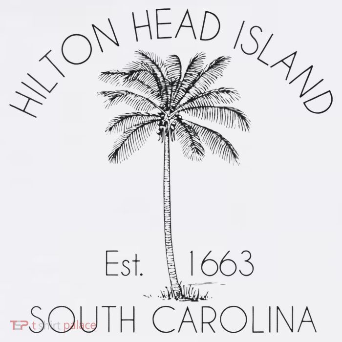 Hilton Head Island Beach Design Palm Tree Illustration Tall T-Shirt