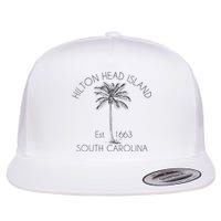 Hilton Head Island Beach Design Palm Tree Illustration Flatbill Hat