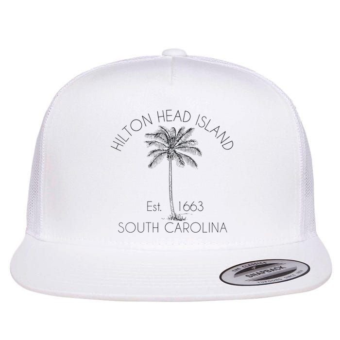 Hilton Head Island Beach Design Palm Tree Illustration Flatbill Hat