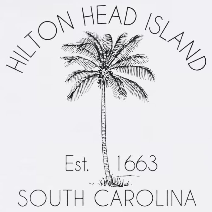 Hilton Head Island Beach Design Palm Tree Illustration Flatbill Hat