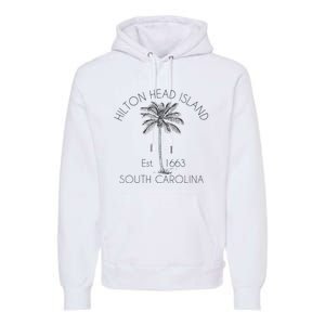 Hilton Head Island Beach Design Palm Tree Illustration Premium Hoodie