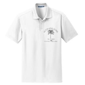 Hilton Head Island Beach Design Palm Tree Illustration Dry Zone Grid Polo