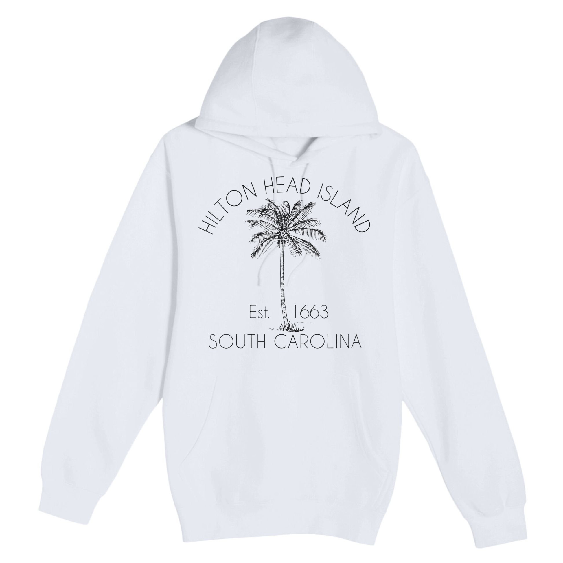 Hilton Head Island Beach Design Palm Tree Illustration Premium Pullover Hoodie