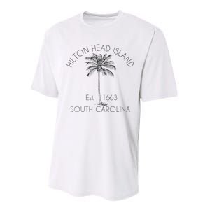 Hilton Head Island Beach Design Palm Tree Illustration Performance Sprint T-Shirt