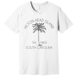 Hilton Head Island Beach Design Palm Tree Illustration Premium T-Shirt