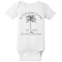 Hilton Head Island Beach Design Palm Tree Illustration Baby Bodysuit