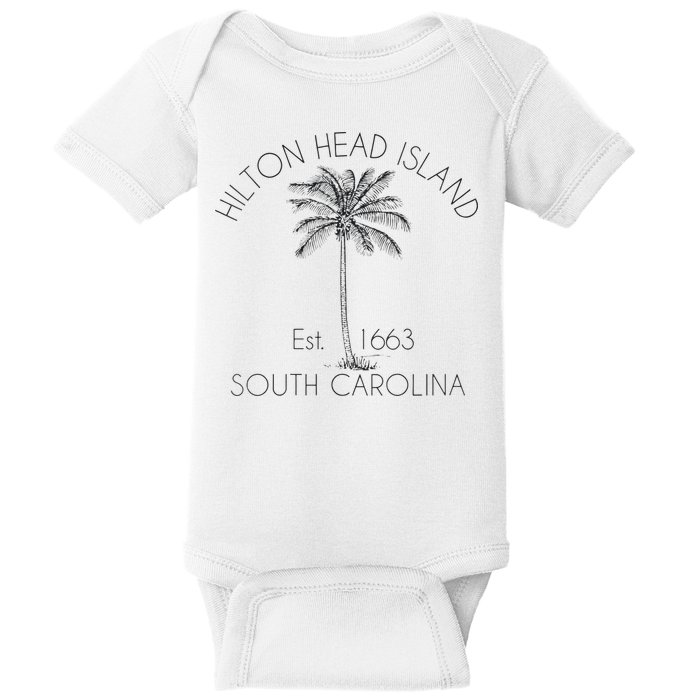 Hilton Head Island Beach Design Palm Tree Illustration Baby Bodysuit