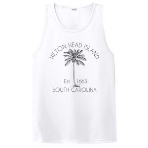 Hilton Head Island Beach Design Palm Tree Illustration PosiCharge Competitor Tank