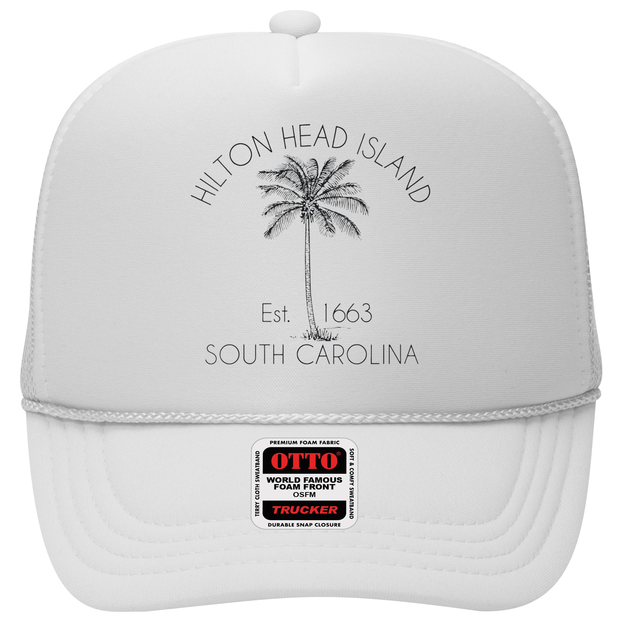 Hilton Head Island Beach Design Palm Tree Illustration Hat