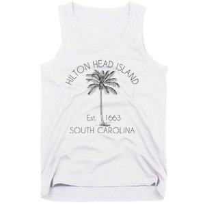 Hilton Head Island Beach Design Palm Tree Illustration Tank Top