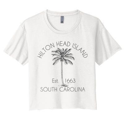 Hilton Head Island Beach Design Palm Tree Illustration Crop Top