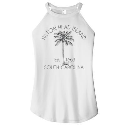 Hilton Head Island Beach Design Palm Tree Illustration Women's Perfect Tri Rocker Tank