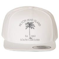 Hilton Head Island Beach Design Palm Tree Illustration Wool Snapback Cap