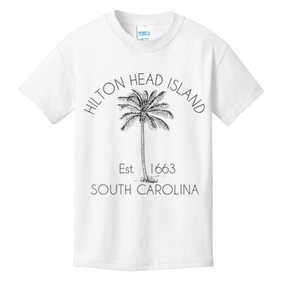 Hilton Head Island Beach Design Palm Tree Illustration Kids T-Shirt