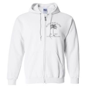 Hilton Head Island Beach Design Palm Tree Illustration Full Zip Hoodie