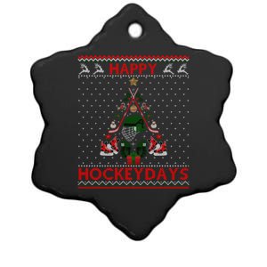 Happy Hockeydays Ice Hockey Christmas Tree Ugly Xmas Gift Ceramic Star Ornament