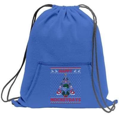 Happy Hockeydays Ice Hockey Christmas Tree Ugly Xmas Gift Sweatshirt Cinch Pack Bag