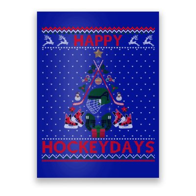 Happy Hockeydays Ice Hockey Christmas Tree Ugly Xmas Gift Poster