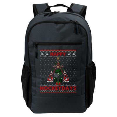 Happy Hockeydays Ice Hockey Christmas Tree Ugly Xmas Gift Daily Commute Backpack