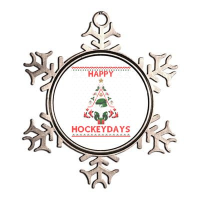 Happy Hockeydays Ice Hockey Christmas Tree Ugly Xmas Gift Metallic Star Ornament