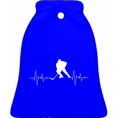 Hockey Heartbeat Ice Hockey Player Hockey Coach Gift Ceramic Bell Ornament