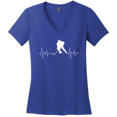 Hockey Heartbeat Ice Hockey Player Hockey Coach Gift Women's V-Neck T-Shirt