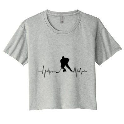 Hockey Heartbeat Ice Hockey Player Hockey Coach Gift Women's Crop Top Tee