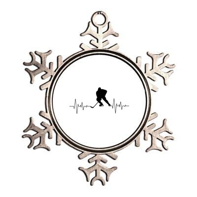 Hockey Heartbeat Ice Hockey Player Hockey Coach Gift Metallic Star Ornament