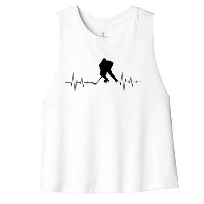 Hockey Heartbeat Ice Hockey Player Hockey Coach Gift Women's Racerback Cropped Tank